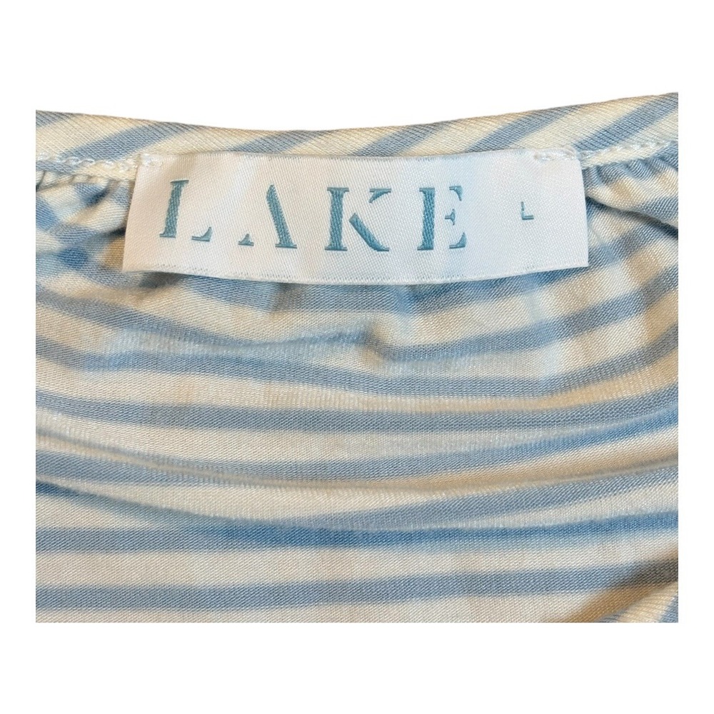 LAKE Pajamas Pima Long Sleeve Top Womens L Blue Striped Modal Lounge Sleepwear - Picture 6 of 8